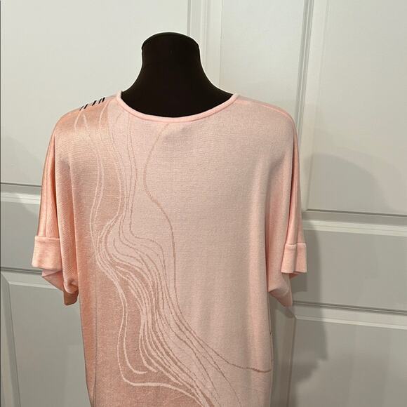 Ming Wang Women’s Pink Black V Neck Art to Wear Abstract Dress Size Large - Picture 8 of 12
